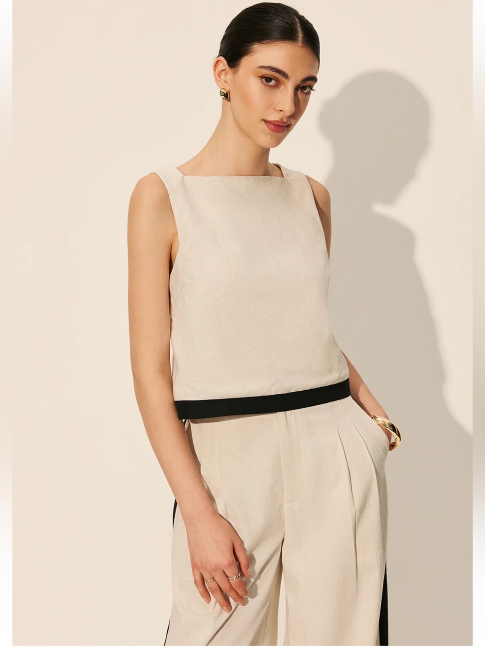 Commense Linen & Cotton Zipper Contrast Binding Pants Set Size XL NWT - Picture 4 of 12